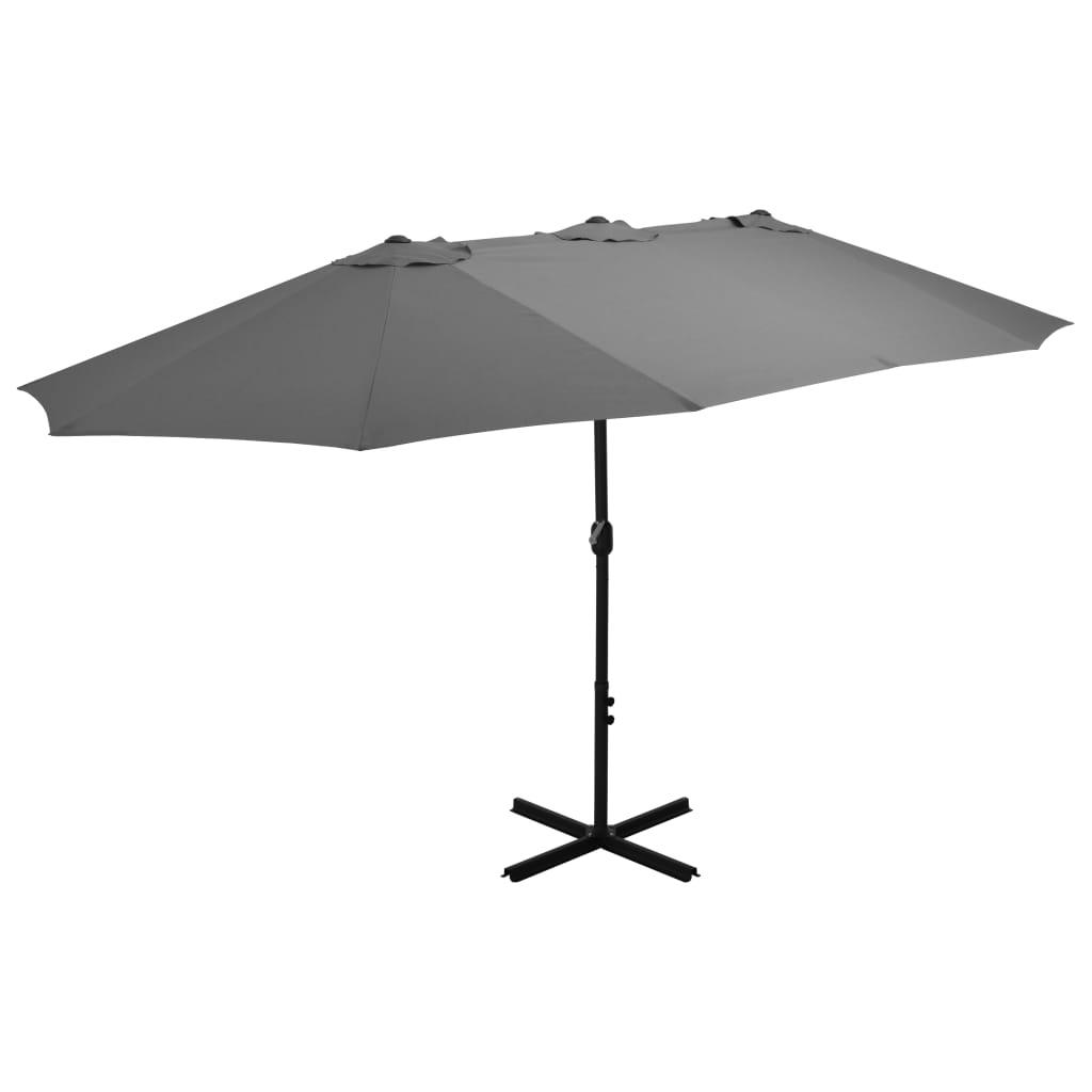 Udendørs parasol med aluminiumsstang 460 x 270 cm antracitgrå