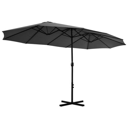 Udendørs parasol med aluminiumsstang 460 x 270 cm antracitgrå
