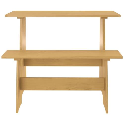 Spisebord med bænk massivt fyrretræ gyldenbrun