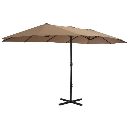 Udendørs parasol med aluminiumsstang 460 x 270 cm gråbrun