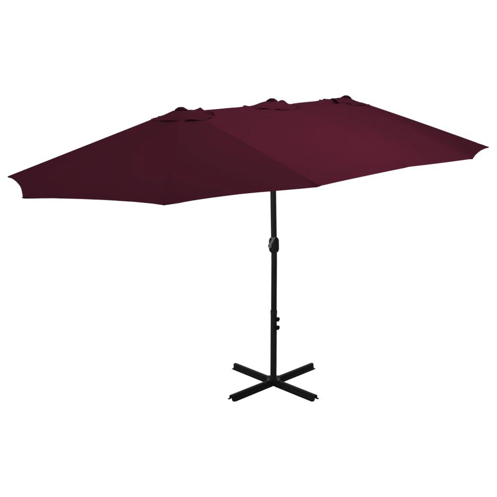 Udendørs parasol med aluminiumsstang 460 x 270 cm bordeauxrød