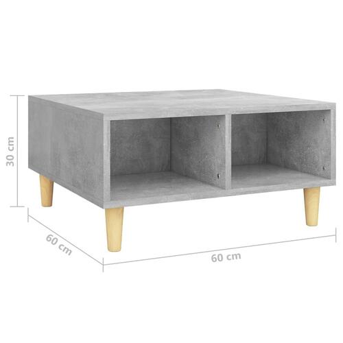 Sofabord 60x60x30 cm konstrueret træ betongrå