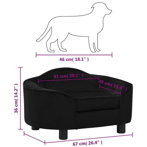 Hundesofa 67x47x36 cm plys sort