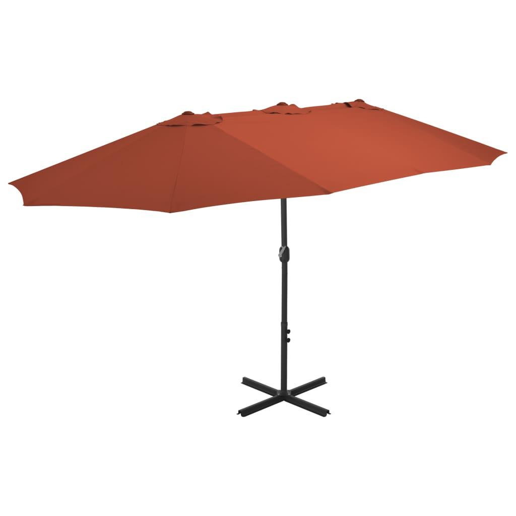 Parasol med aluminiumsstang 460 x 270 cm terracottafarvet