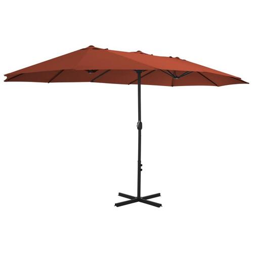 Parasol med aluminiumsstang 460 x 270 cm terracottafarvet