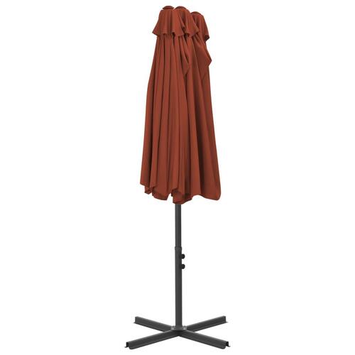 Parasol med aluminiumsstang 460 x 270 cm terracottafarvet