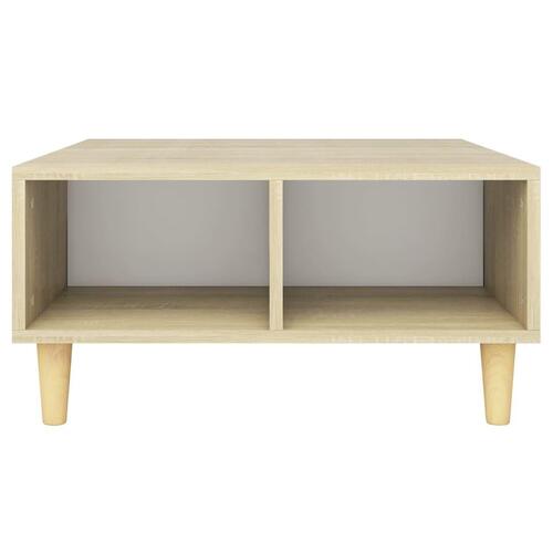 Sofabord 60x60x30 cm konstrueret træ hvid og sonoma-eg