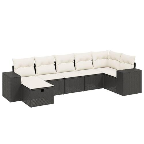 Sofasæt til haven 7 dele med hynder polyrattan sort