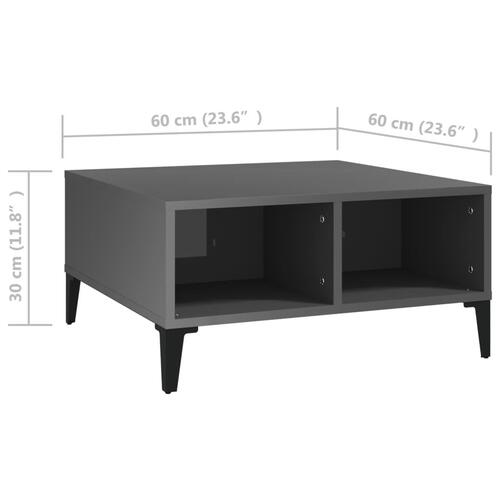 Sofabord 60x60x30 cm konstrueret træ grå højglans