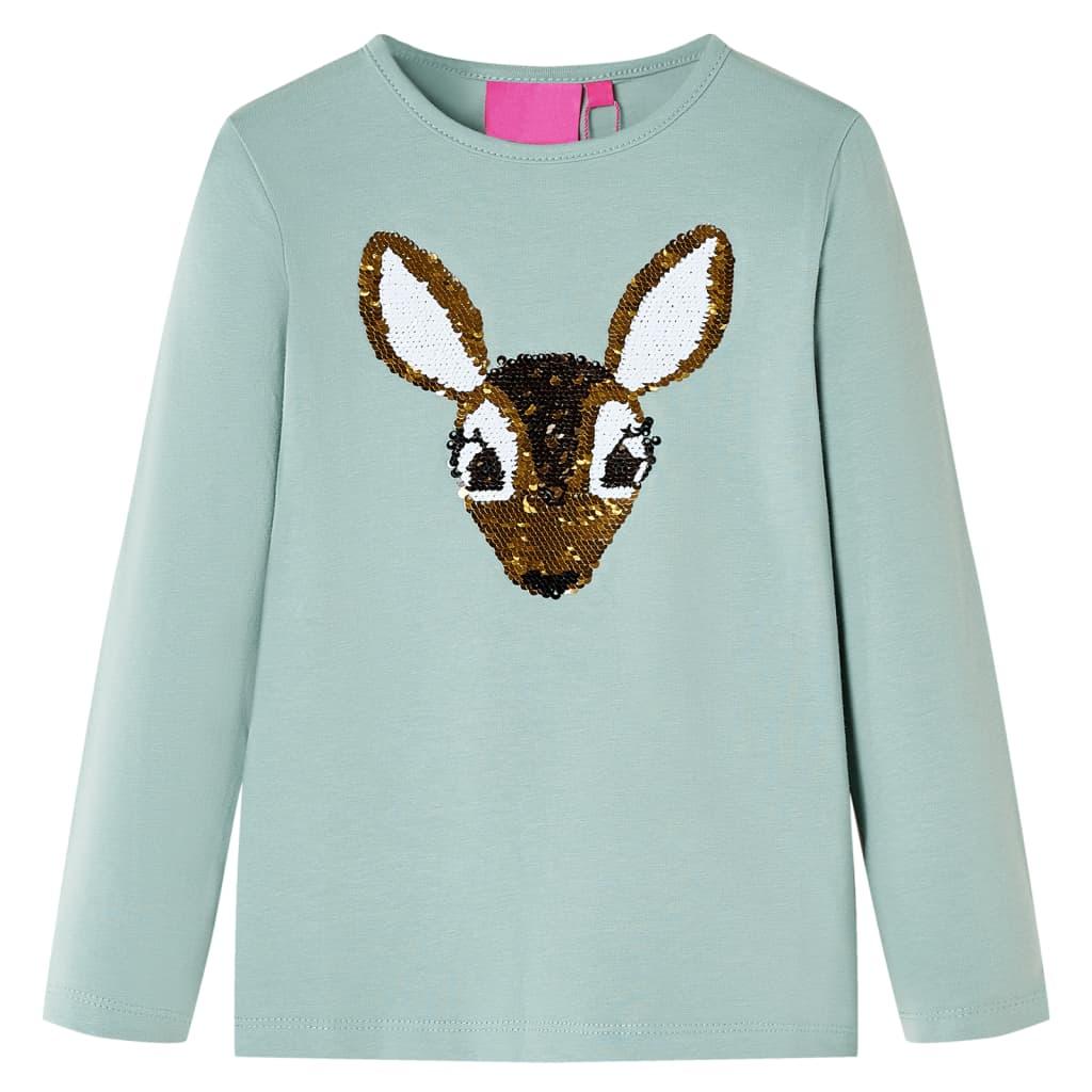 Langærmet T-shirt til børn str. 92 mintgrøn