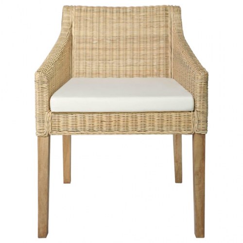 Spisebordsstole 2 stk. med hynder naturlig rattan