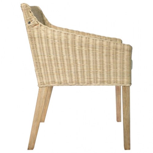 Spisebordsstole 2 stk. med hynder naturlig rattan