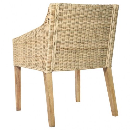 Spisebordsstole 2 stk. med hynder naturlig rattan
