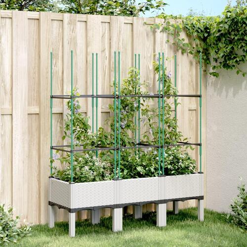 Plantekasse med espalier 120x40x142,5 cm PP hvid