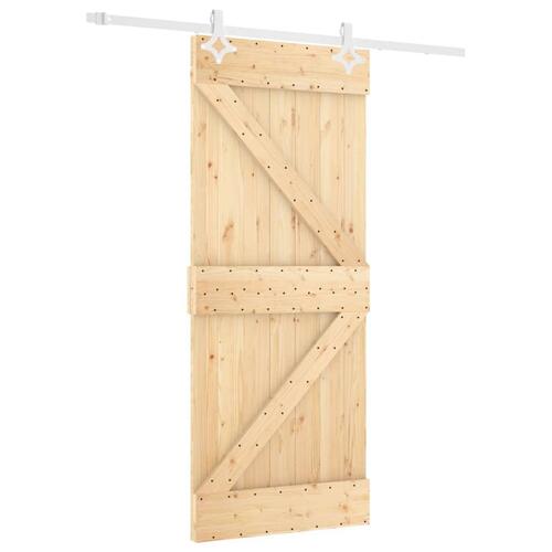 Skydedør med monteringssæt 80x210 cm massivt fyrretræ