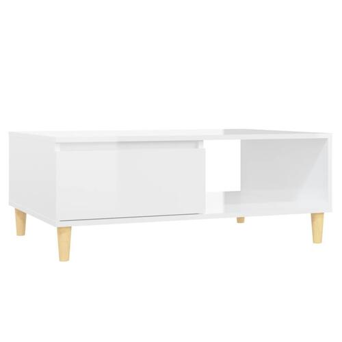 Sofabord 90x60x35 cm konstrueret træ hvid højglans