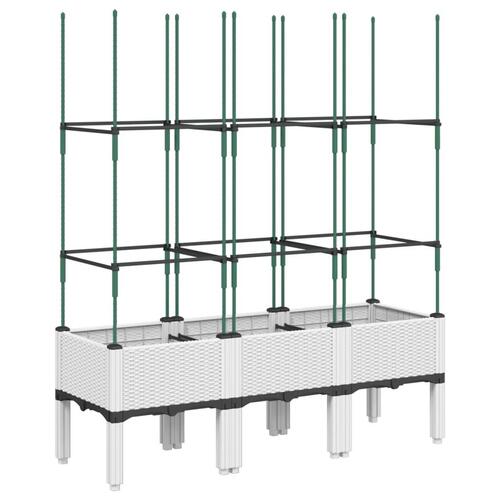 Plantekasse med espalier 120x40x142,5 cm PP hvid