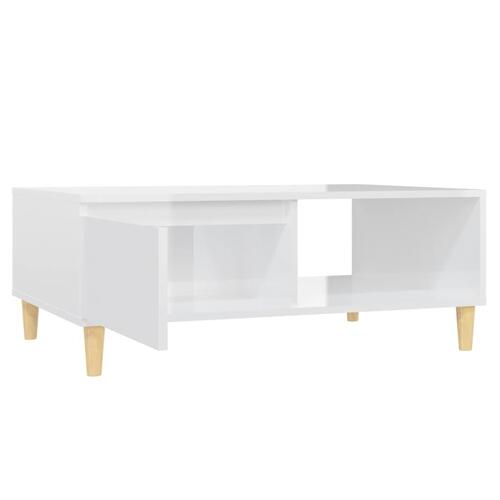 Sofabord 90x60x35 cm konstrueret træ hvid højglans