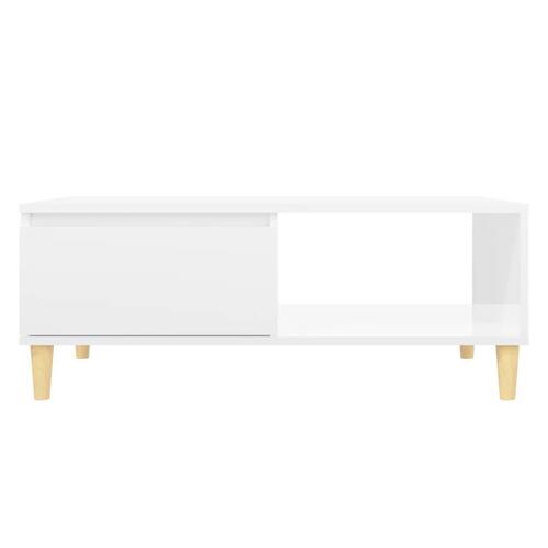 Sofabord 90x60x35 cm konstrueret træ hvid højglans