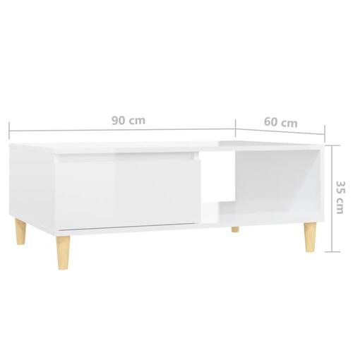 Sofabord 90x60x35 cm konstrueret træ hvid højglans