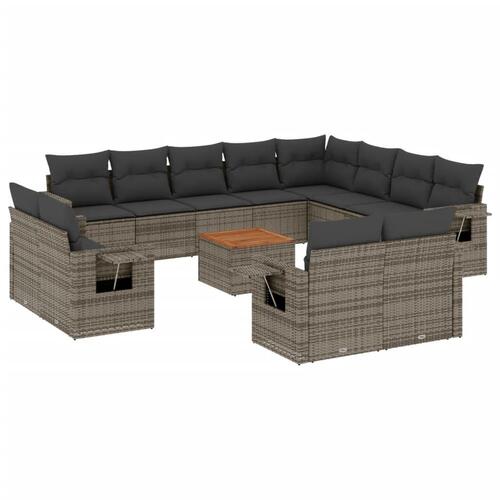 Sofasæt til haven 13 dele med hynder polyrattan grå
