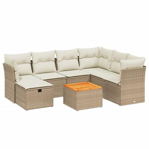 Sofasæt til haven 8 dele med hynder polyrattan beige
