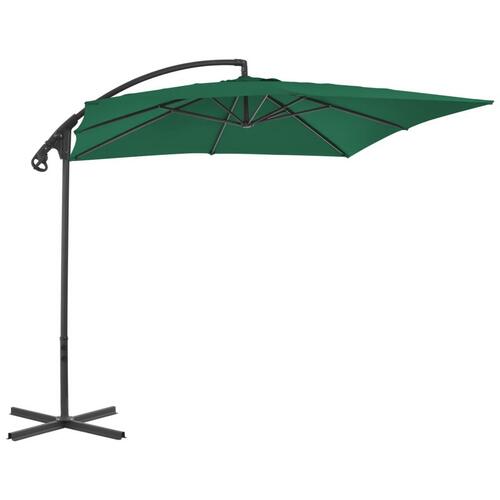 Hængeparasol med stålstang 250 x 250 cm grøn