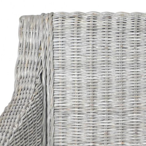 Spisebordsstole 2 stk. med hynder naturlig rattan grå