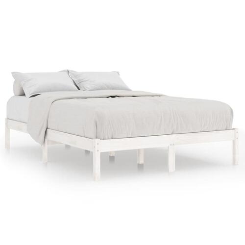 Sengestel 200x200 cm massivt fyrretræ hvid