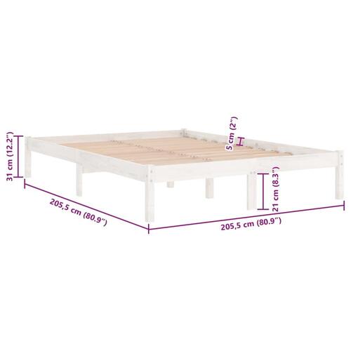 Sengestel 200x200 cm massivt fyrretræ hvid