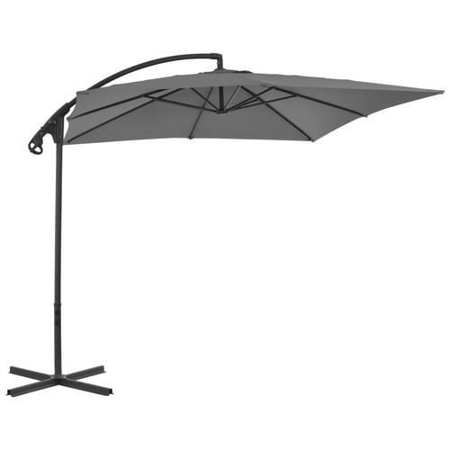 Hængeparasol med stålstang 250 x 250 cm antracitgrå