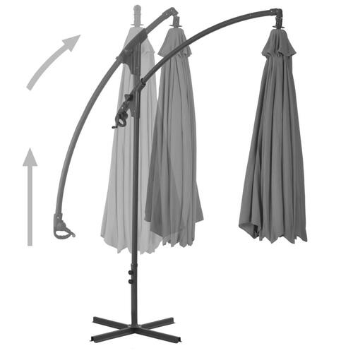Hængeparasol med stålstang 250 x 250 cm antracitgrå