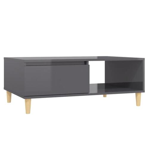 Sofabord 90x60x35 cm konstrueret træ grå højglans