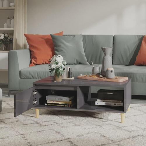 Sofabord 90x60x35 cm konstrueret træ grå højglans