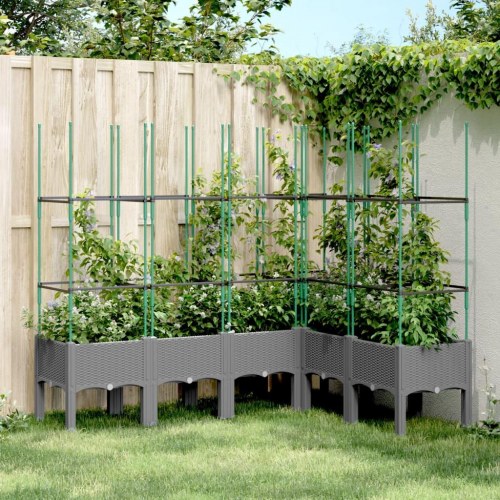 Plantekasse med espalier 160x120x142,5 cm PP lysegrå