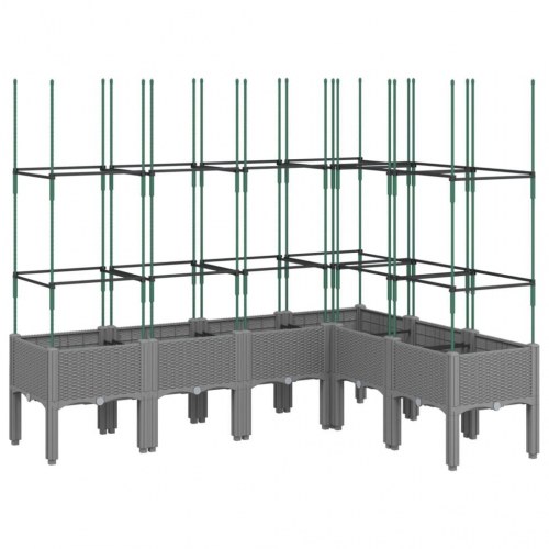 Plantekasse med espalier 160x120x142,5 cm PP lysegrå