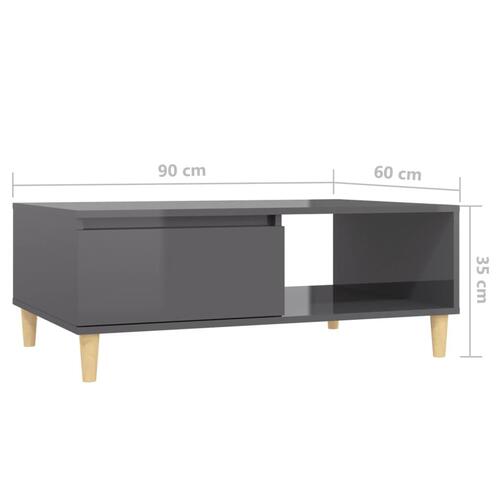 Sofabord 90x60x35 cm konstrueret træ grå højglans