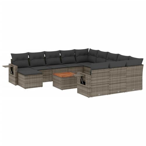 Sofasæt til haven 13 dele med hynder polyrattan grå