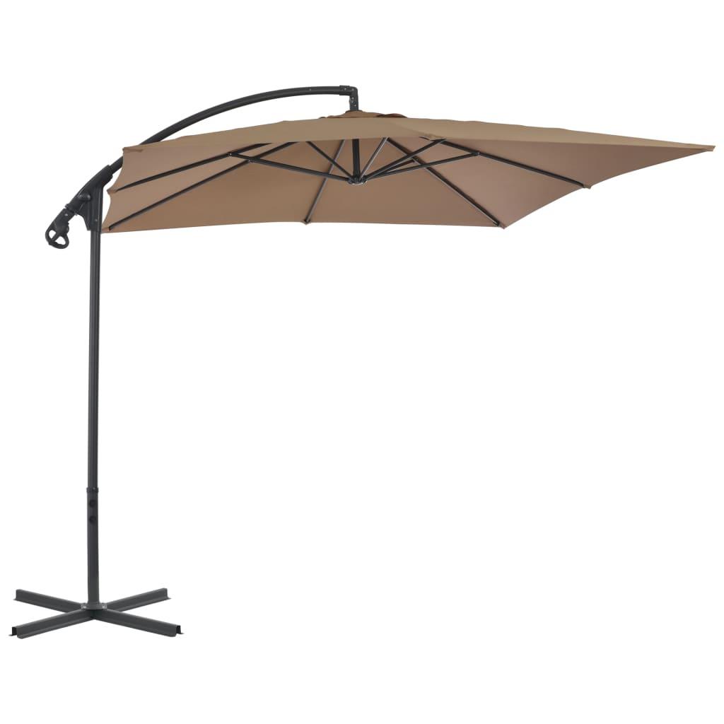 Hængeparasol med stålstang 250 x 250 cm gråbrun