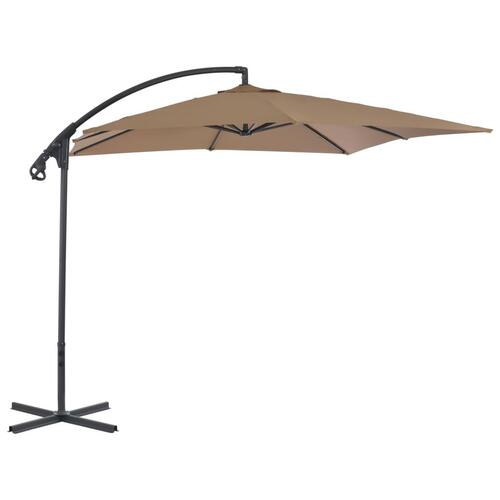 Hængeparasol med stålstang 250 x 250 cm gråbrun