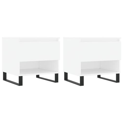Sofaborde 2 stk. 50x46x50 cm konstrueret træ hvid