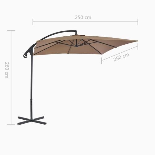 Hængeparasol med stålstang 250 x 250 cm gråbrun
