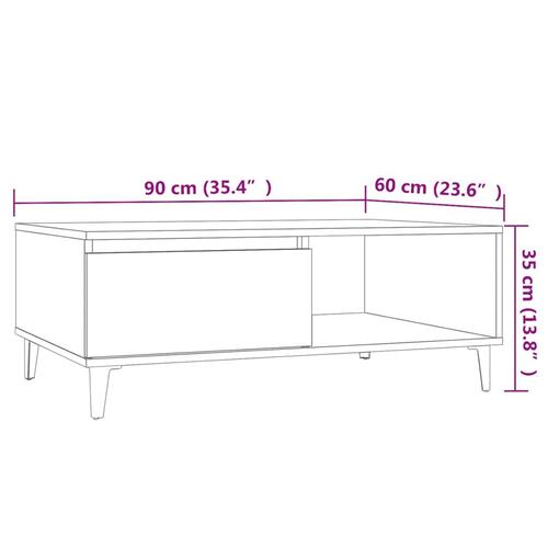 Sofabord 90x60x35 cm spånplade betongrå