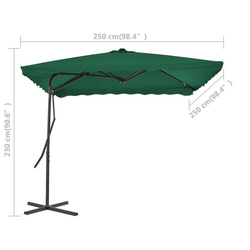 Udendørs parasol med stålstang 250 x 250 cm grøn