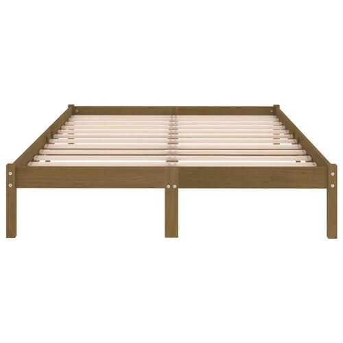 Sengestel 200x200 cm massivt fyrretræ gyldenbrun