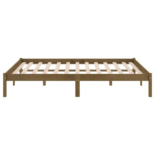 Sengestel 200x200 cm massivt fyrretræ gyldenbrun