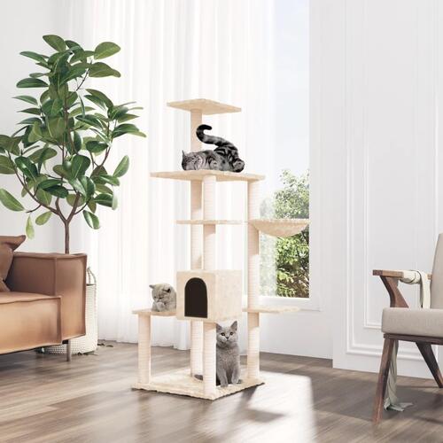 Kradsetræ med sisalkradsestolpe 142 cm cremefarvet