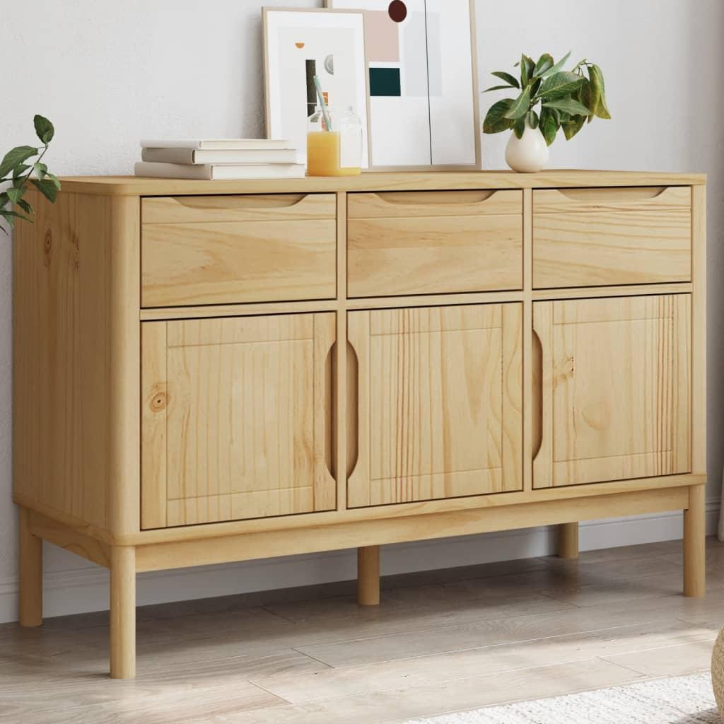 Skænk FLORO 114x43x74 cm massivt fyrretræ gyldenbrun billede