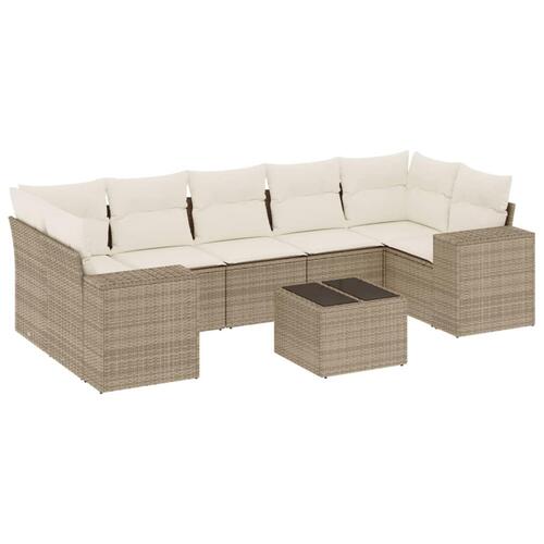 Sofasæt til haven 8 dele med hynder polyrattan beige
