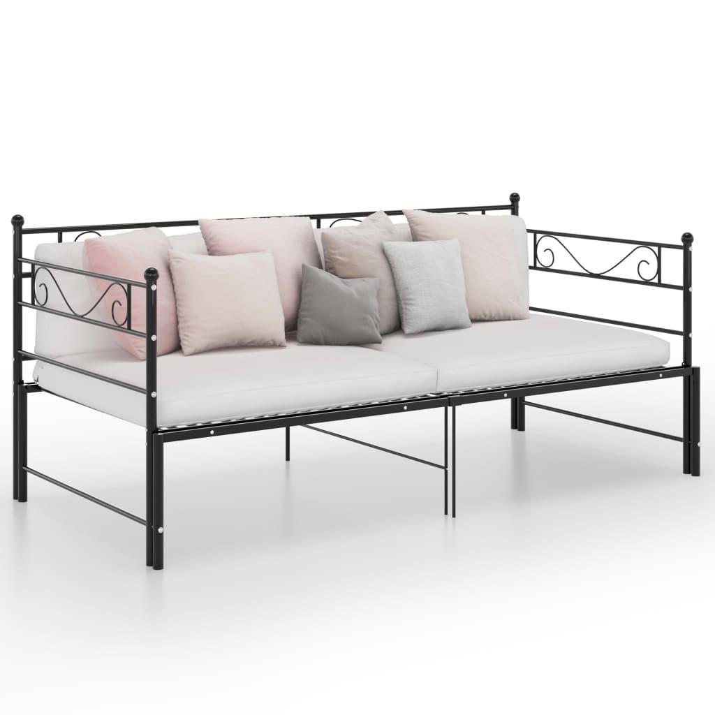 Sengestel til udtræksseng 90x200 cm metal sort